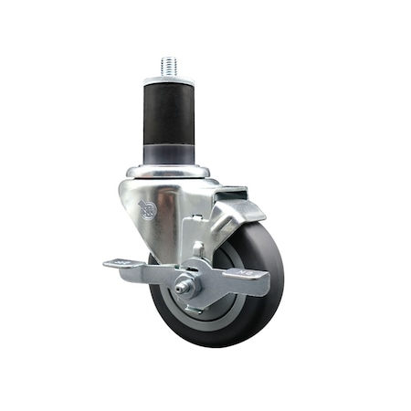 Service Caster 3.5'' SS Thermoplastic Rubber Swivel 1-5/8'' Expanding Stem Caster with Brake SCC-SSEX20S3514-TPRB-TLB-158